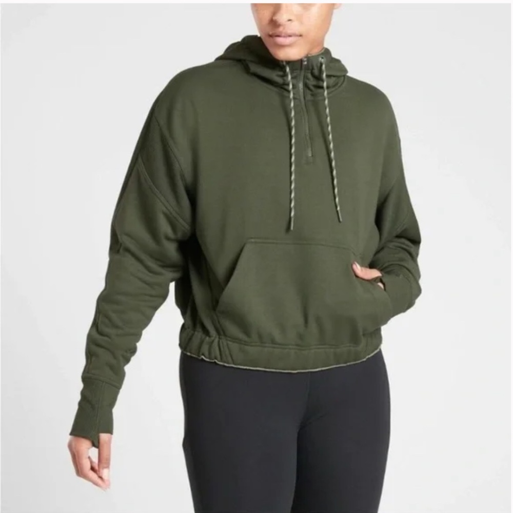 Athleta Ascend Warm Up Hoodie Women’s Green Tuscan Olive